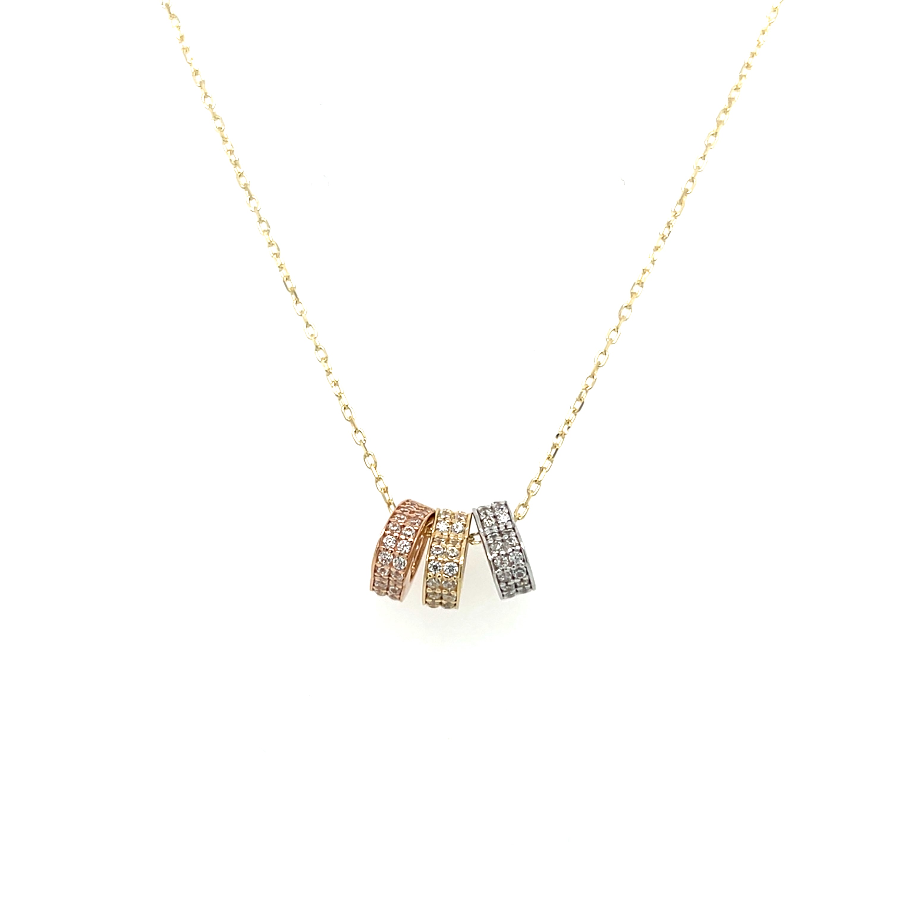 3 Heart Tricolor Necklace