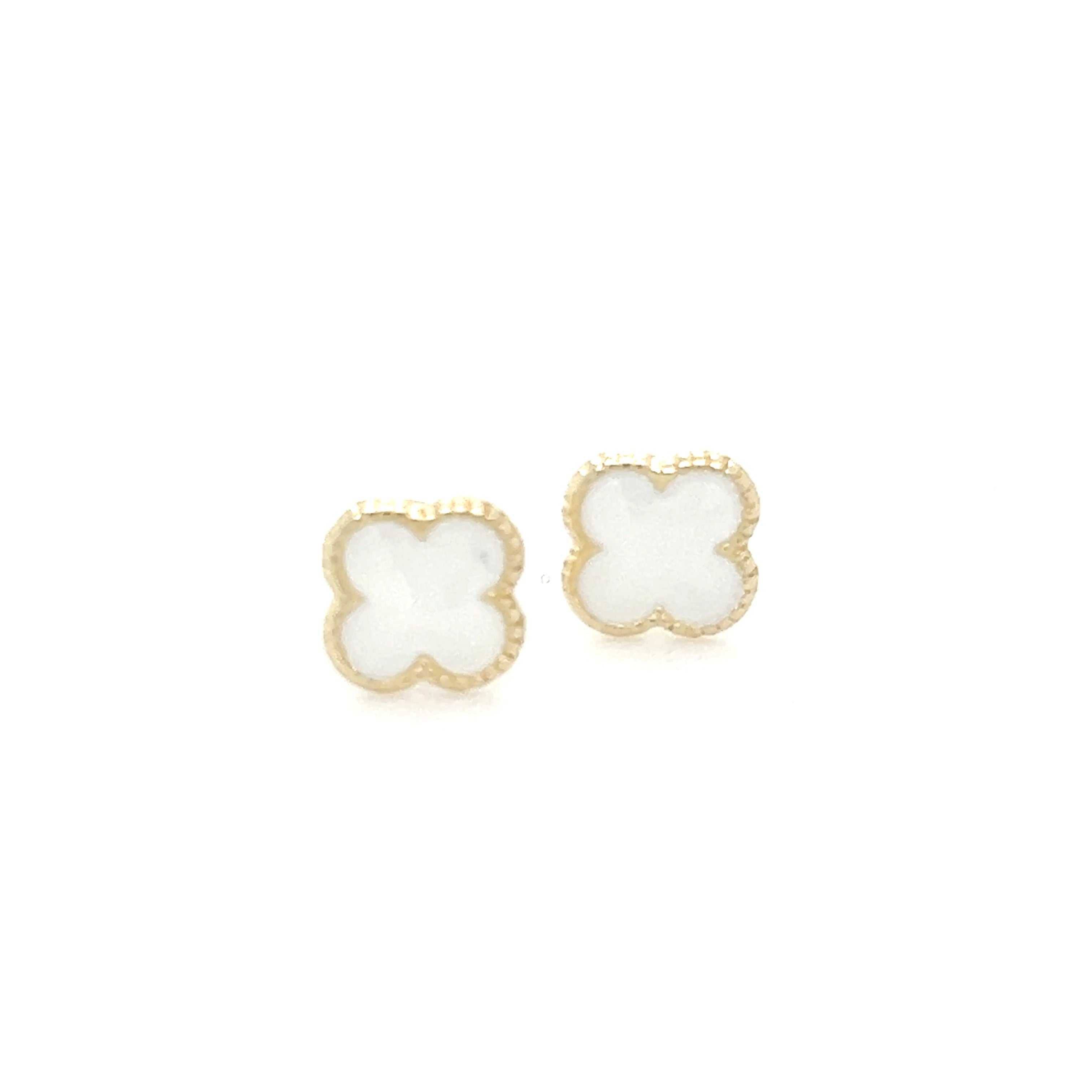 White Mini Clover Earrings