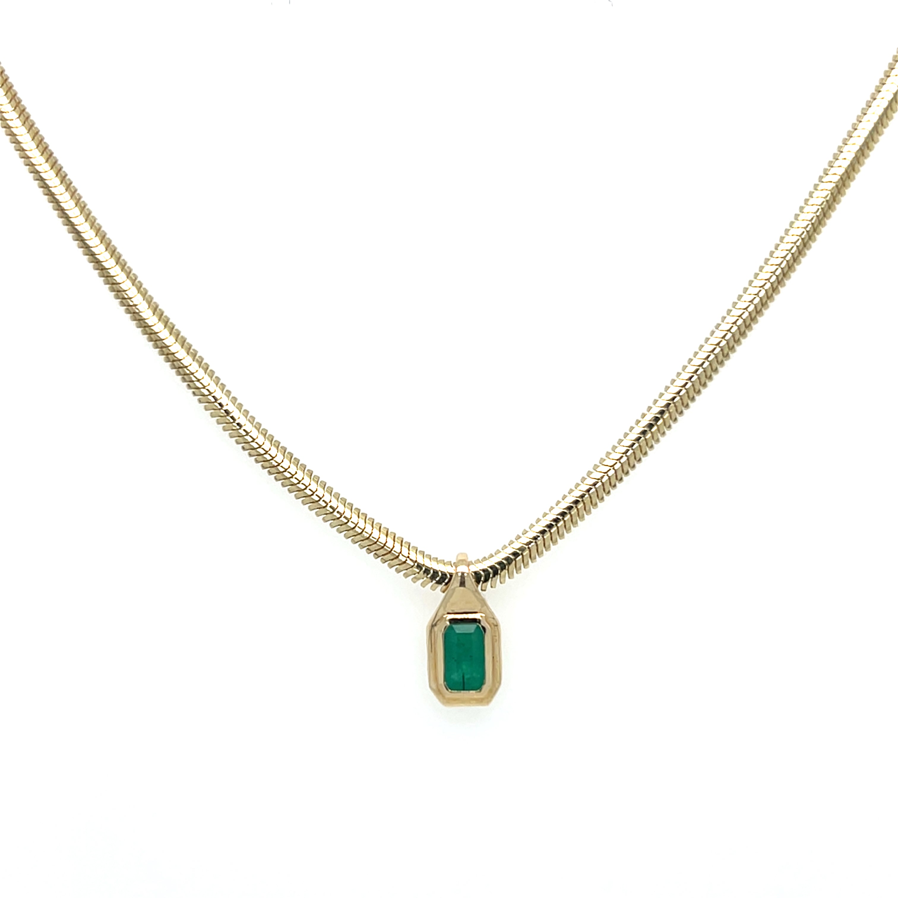 14k Gold Natural Emerald- Nacklace
