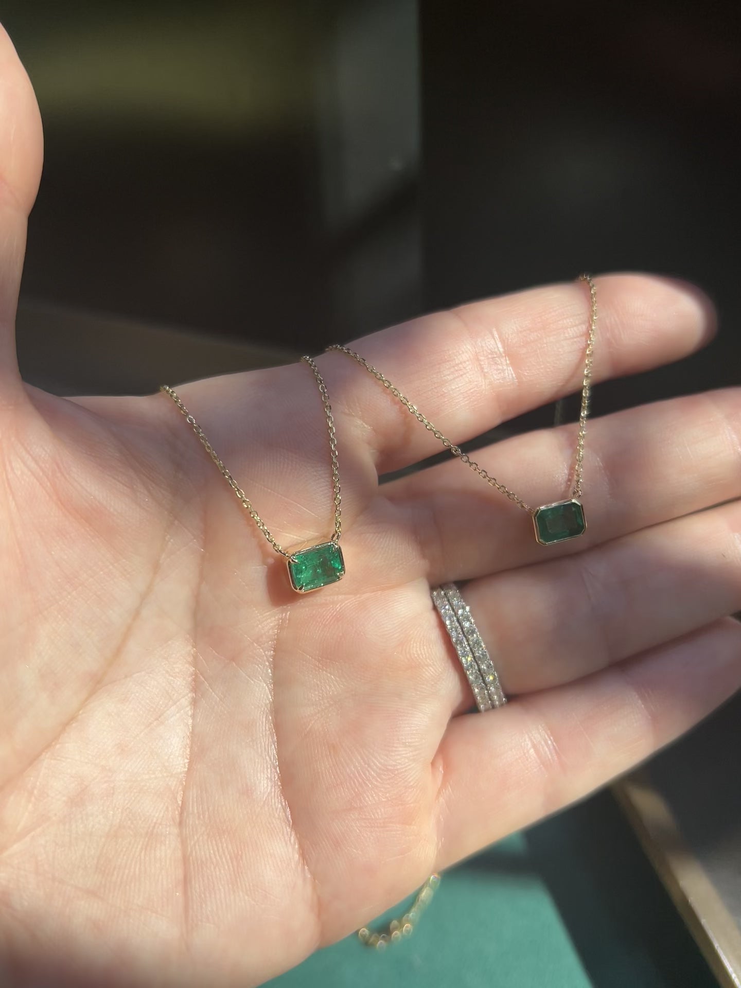14k Natural Emerald Necklace